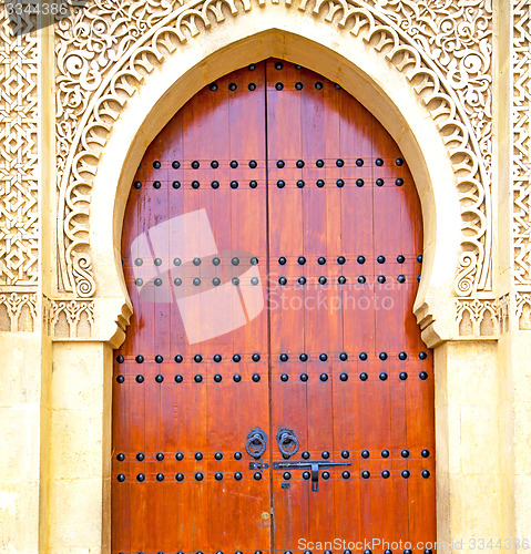 Image of historical in  antique building door morocco style africa   wood