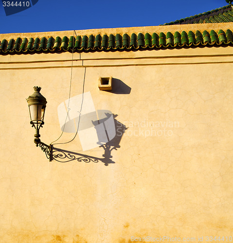 Image of street lamp old construction in africa morocco and  leather near