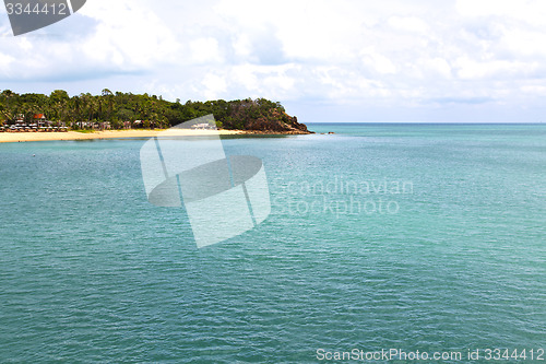 Image of  blue lagoon  stone in thailand kho tao bay abstract of a  