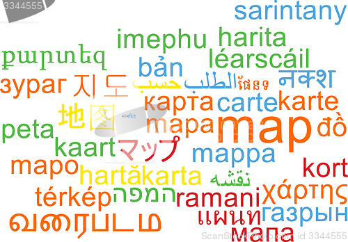 Image of Map multilanguage wordcloud background concept