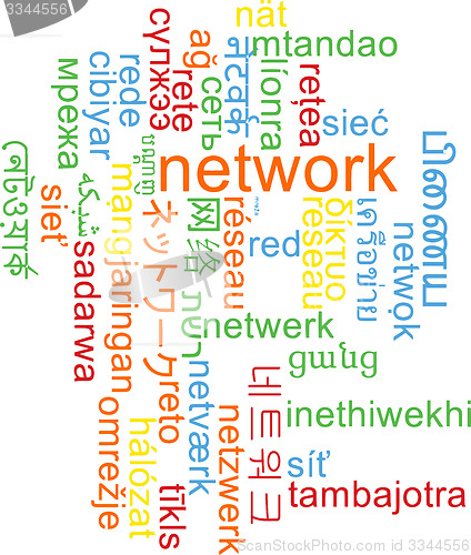 Image of Network multilanguage wordcloud background concept