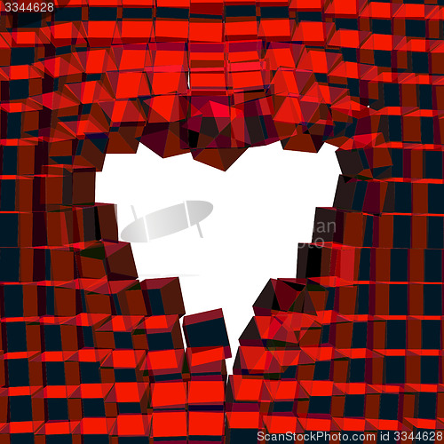 Image of Abstract 3D background with heart. Vector cracked background. 