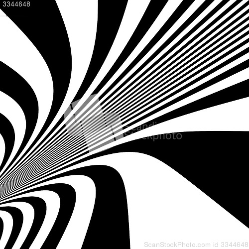 Image of Pattern with optical illusion. Black and white background. 