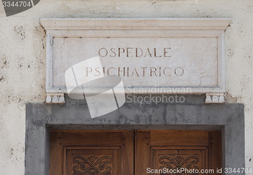 Image of Italian mental hospital sign