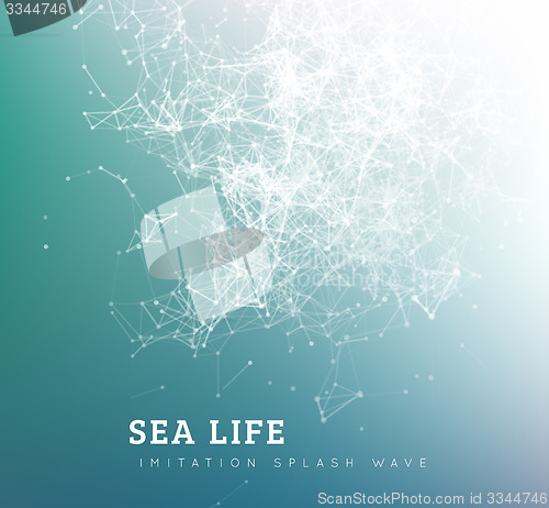 Image of Sea wave by dot and line connection. 