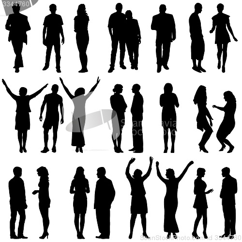 Image of Black silhouettes of beautiful mans and womans on white backgrou