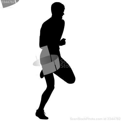 Image of Silhouettes Runners on sprint, men. illustration.