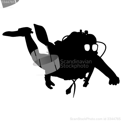 Image of Black silhouette scuba divers.