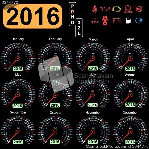 Image of  year calendar speedometer car.  