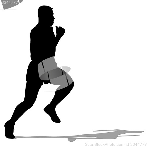 Image of Silhouettes Runners on sprint, men. illustration.