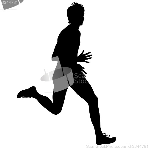 Image of Silhouettes Runners on sprint, men. illustration.