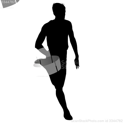 Image of Silhouettes Runners on sprint, men. illustration.