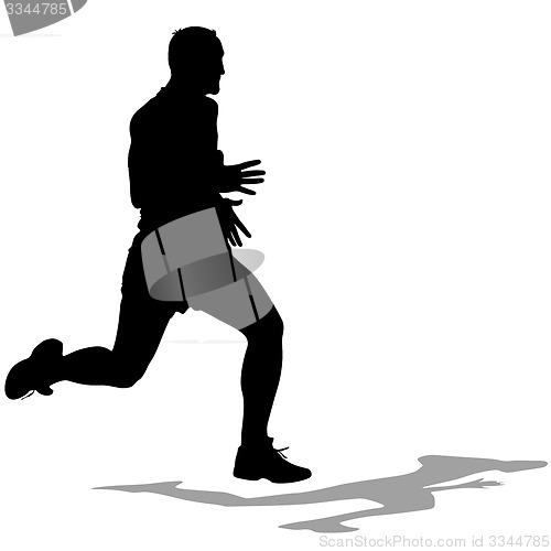 Image of Silhouettes Runners on sprint, men. illustration.