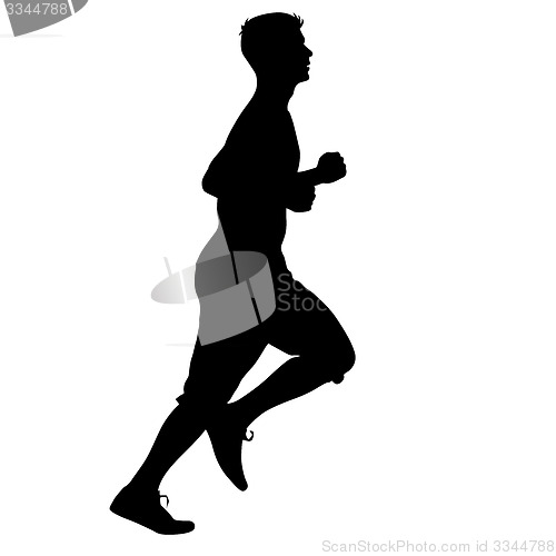 Image of Silhouettes Runners on sprint, men. illustration.