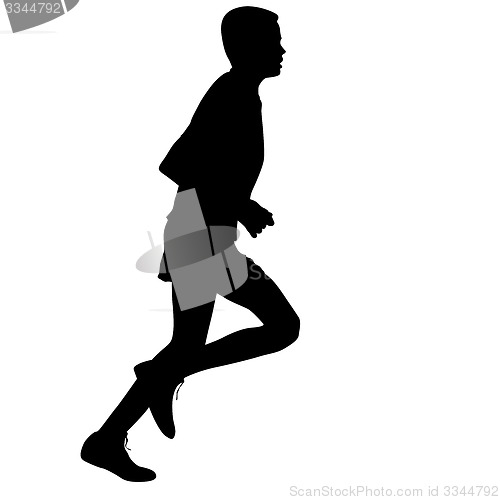 Image of Silhouettes Runners on sprint, men. illustration.