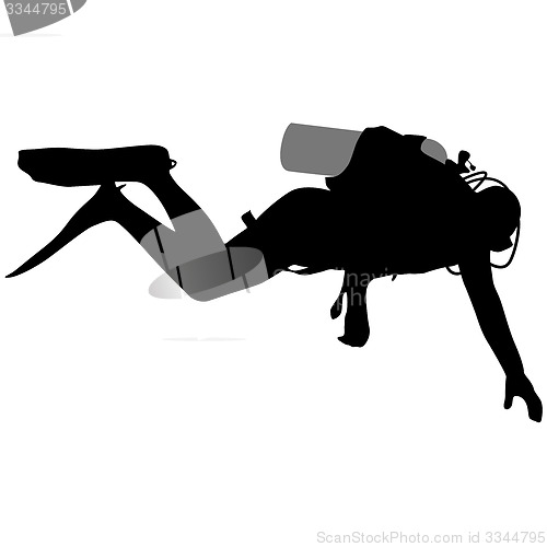 Image of Black silhouette scuba divers. illustration.