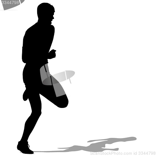 Image of Silhouettes Runners on sprint, men. illustration.