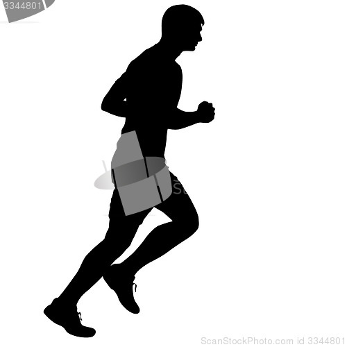 Image of Silhouettes Runners on sprint, men. illustration.