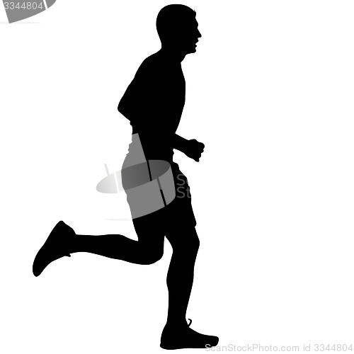 Image of Silhouettes Runners on sprint, men. illustration.