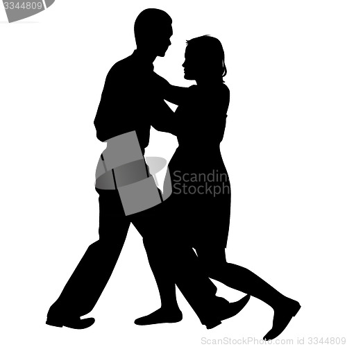 Image of Black silhouettes Dancing on white background. Vector illustrati