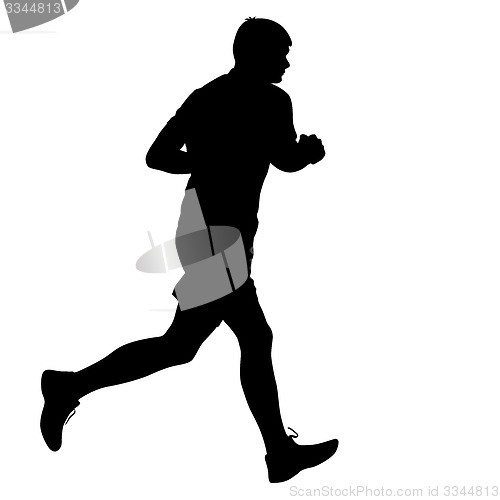 Image of Silhouettes Runners on sprint, men. illustration.