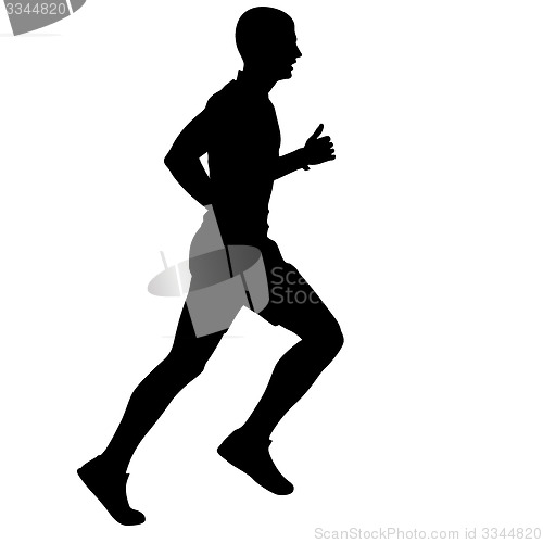 Image of Silhouettes Runners on sprint, men. illustration.