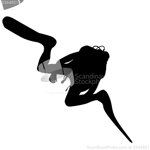 Image of Black silhouette scuba divers.