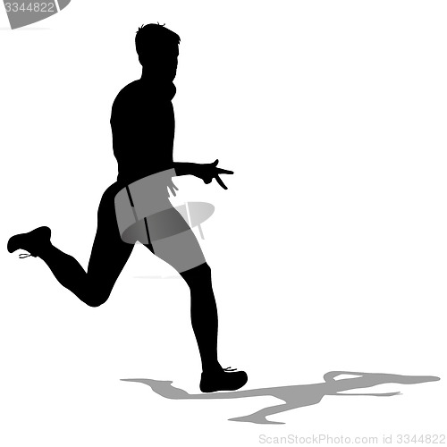 Image of Silhouettes Runners on sprint, men. illustration.