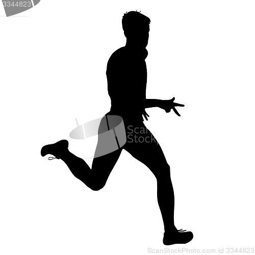 Image of Silhouettes Runners on sprint, men. illustration.