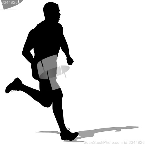 Image of Silhouettes Runners on sprint, men. illustration.