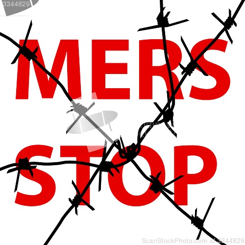 Image of Background barbed wire Stop Mers Corona Virus sign