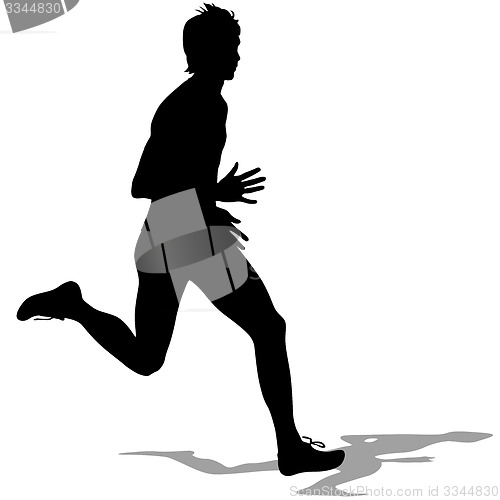 Image of Silhouettes Runners on sprint, men. illustration.