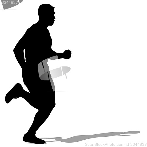 Image of Silhouettes Runners on sprint, men. illustration.