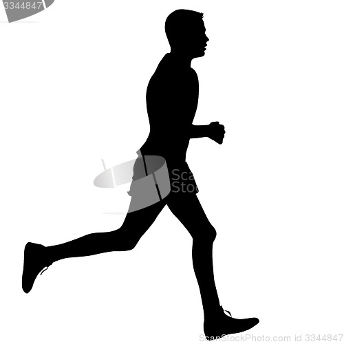 Image of Silhouettes Runners on sprint, men. illustration.