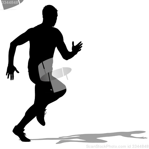 Image of Silhouettes Runners on sprint, men. illustration.