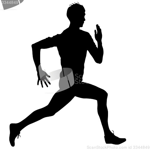 Image of Silhouettes Runners on sprint, men. illustration.