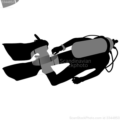 Image of Black silhouette scuba divers. illustration.