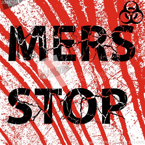 Image of Background bloody wall Stop Mers Corona Virus sign. 