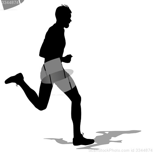 Image of Silhouettes Runners on sprint, men. illustration.