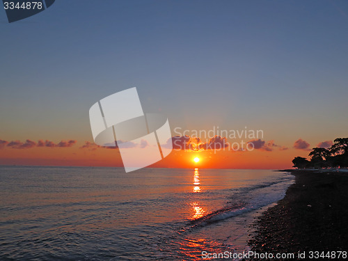 Image of sunset in ocean Bali