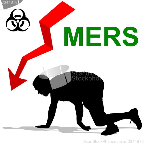 Image of Man struck  Mers Corona Virus sign.  