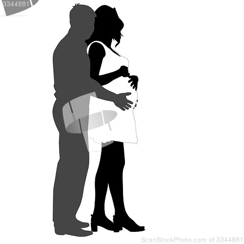 Image of Silhouette Happy pregnant woman and her husband. illustra