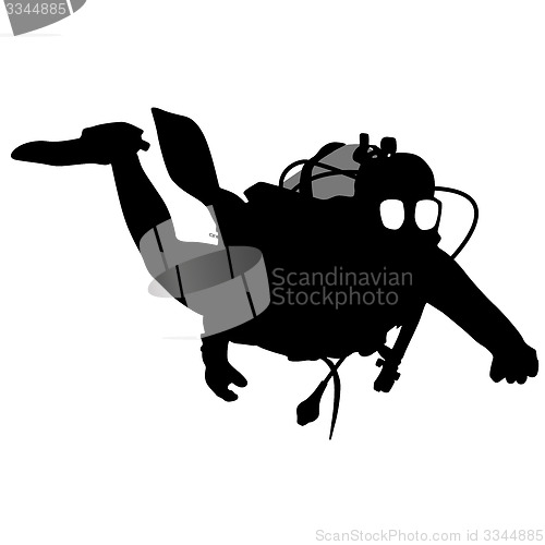Image of Black silhouette scuba divers. illustration.