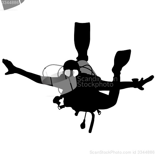 Image of Black silhouette scuba divers. illustration.