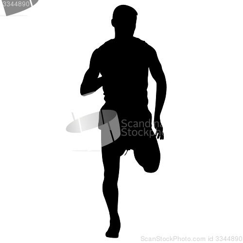 Image of Silhouettes Runners on sprint, men. illustration.