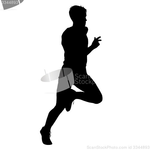 Image of Silhouettes Runners on sprint, men. illustration.