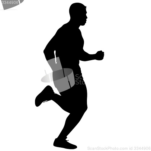 Image of Silhouettes Runners on sprint, men. illustration.