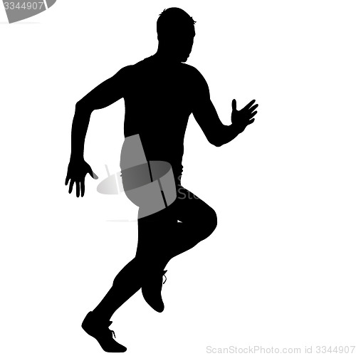 Image of Silhouettes Runners on sprint, men. illustration.