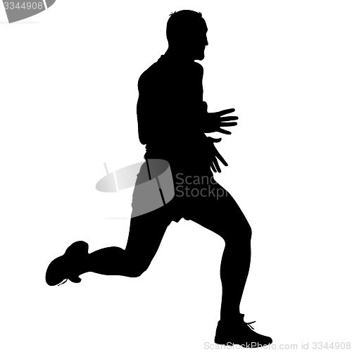 Image of Silhouettes Runners on sprint, men. illustration.