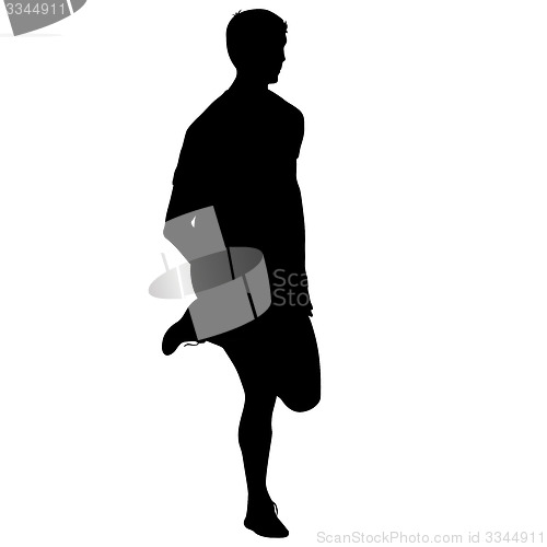 Image of Silhouettes Runners on sprint, men. illustration.